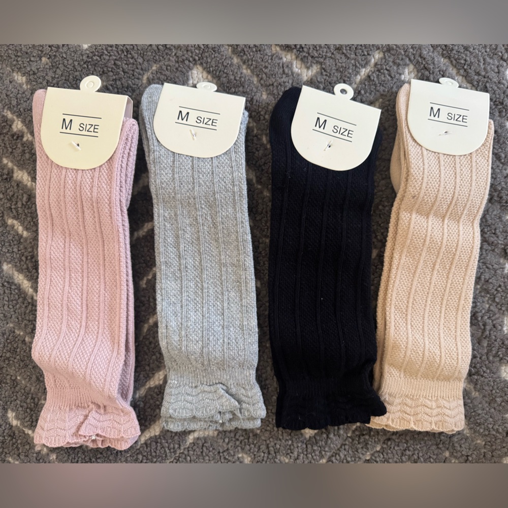 Kids Ribbed knee high socks - Pink, Gray, Black, and Cream